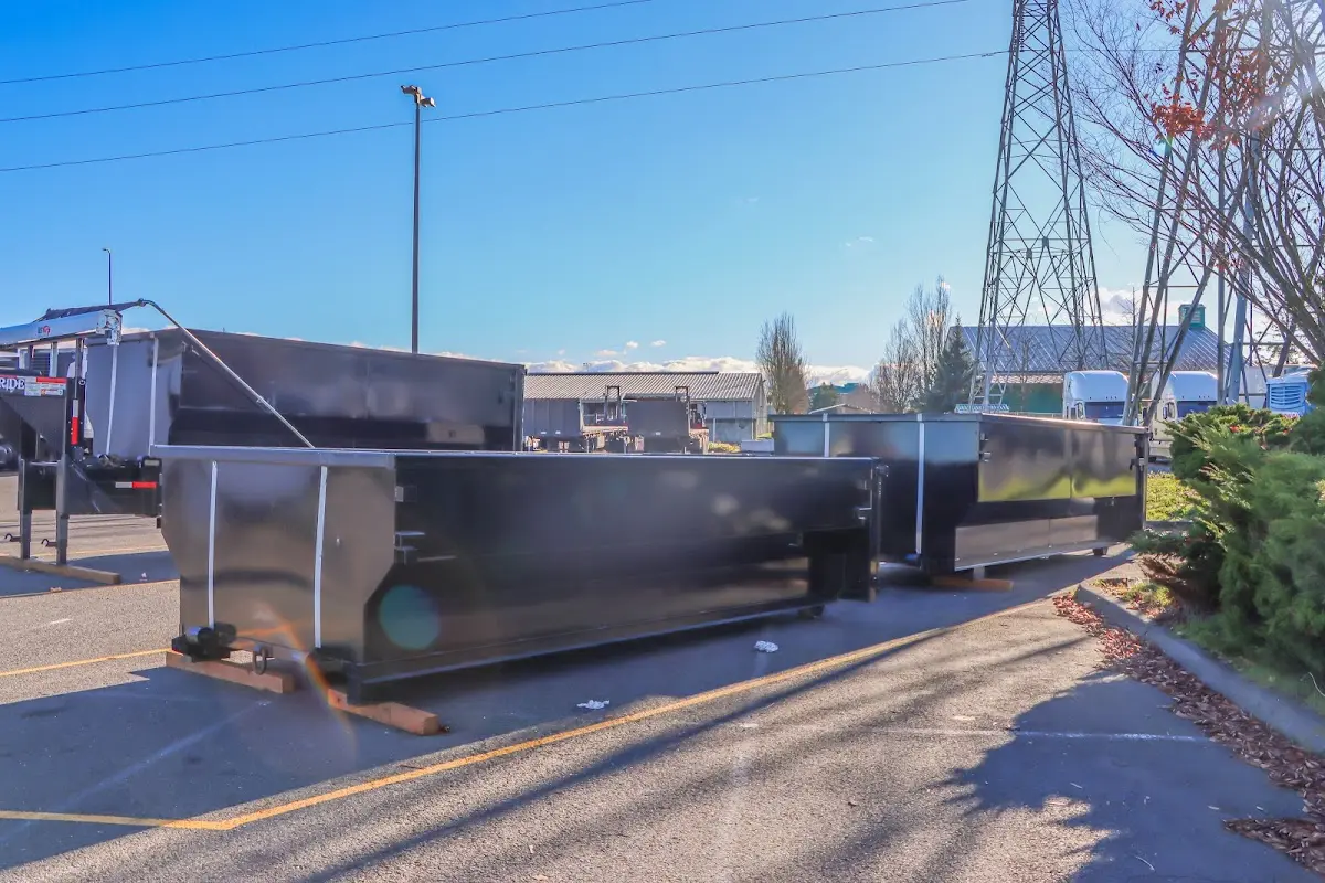 Roll-off dumpster ready for waste disposal at job site for Construction Dumpster Rental in Superior
